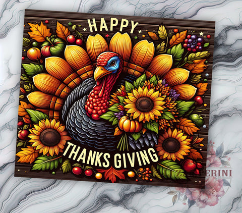 Happy Thanksgiving 20oz Tumbler Wrap PNG, Autumn Fall Tumbler PNG Sublimation Design, Straight & Tapered Tumbler Wrap, Instant Digital Download Sublimation Li Zamperini 