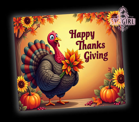 Happy Thanksgiving 20oz Tumbler Wrap Sublimation Design, Straight Tapered Tumbler Wrap, Thanksgiving Tumbler Png, Instant Digital Download Sublimation SvggirlplusArt 