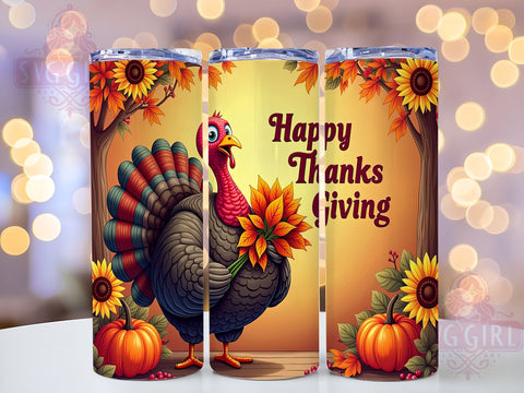 Happy Thanksgiving 20oz Tumbler Wrap Sublimation Design, Straight Tapered Tumbler Wrap, Thanksgiving Tumbler Png, Instant Digital Download Sublimation SvggirlplusArt 