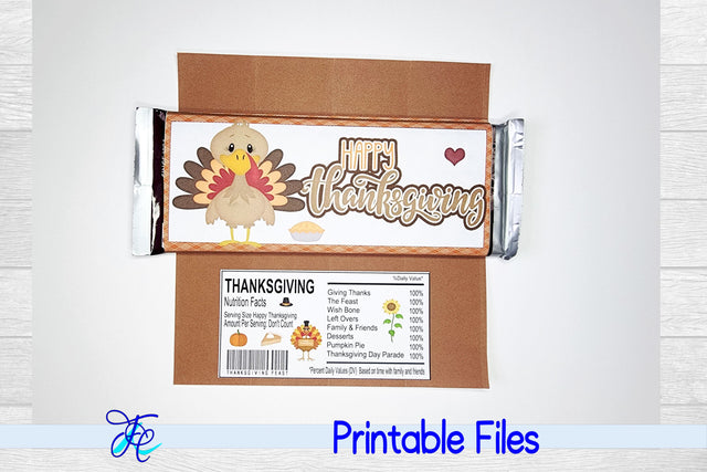 Happy Thanksgiving Candy Bar Wrapper 3D Paper Family Creations 