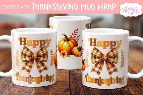 Happy Thanksgiving mug wrap PNG | Christian mugs png designs BUNDLE Sublimation Amorclipart 