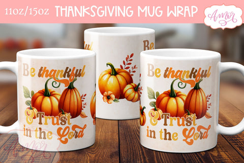 Happy Thanksgiving mug wrap PNG | Christian mugs png designs BUNDLE Sublimation Amorclipart 