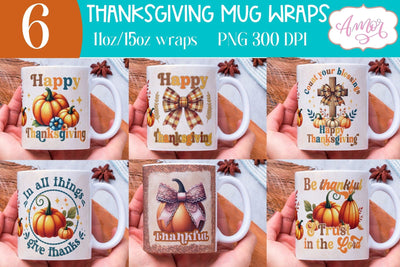 Happy Thanksgiving mug wrap PNG | Christian mugs png designs BUNDLE Sublimation Amorclipart 