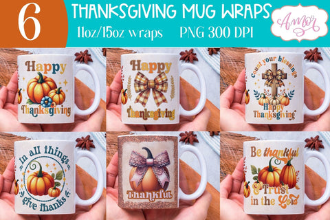 Happy Thanksgiving mug wrap PNG | Christian mugs png designs BUNDLE Sublimation Amorclipart 