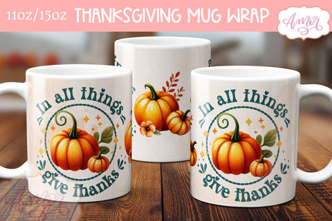 Happy Thanksgiving mug wrap PNG | Christian mugs png designs BUNDLE Sublimation Amorclipart 