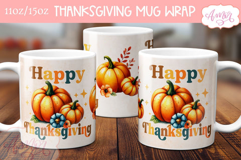Happy Thanksgiving mug wrap PNG | Christian mugs png designs BUNDLE Sublimation Amorclipart 