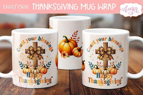 Happy Thanksgiving mug wrap PNG | Christian mugs png designs BUNDLE Sublimation Amorclipart 