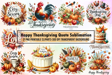 Happy Thanksgiving Quote Sublimation Bundle Sublimation designartist 