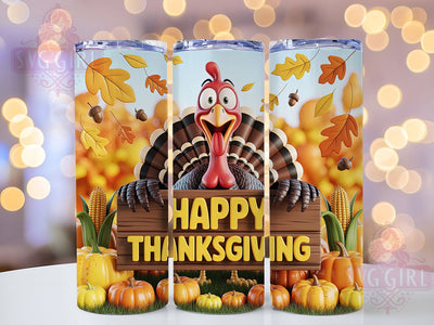 Happy Thanksgiving Turkey Fall Tumbler, Happy Thanksgiving Wrap, Autumn Harvest Design, 20oz Sublimation Wrap, Rustic Fall Drinkware, Seasonal Holiday Tumbler, Festive Autumn Wrap Sublimation SvggirlplusArt 