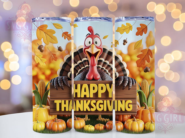 Happy Thanksgiving Turkey Fall Tumbler, Happy Thanksgiving Wrap, Autumn Harvest Design, 20oz Sublimation Wrap, Rustic Fall Drinkware, Seasonal Holiday Tumbler, Festive Autumn Wrap Sublimation SvggirlplusArt 