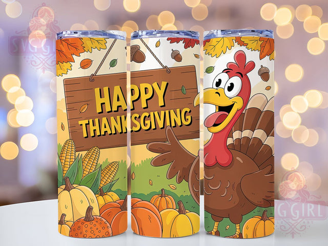 Happy Thanksgiving Turkey Fall Tumbler, Happy Thanksgiving Wrap, Autumn Harvest Design, 20oz Sublimation Wrap, Rustic Fall Drinkware, Seasonal Holiday Tumbler, Festive Autumn Wrap Sublimation SvggirlplusArt 
