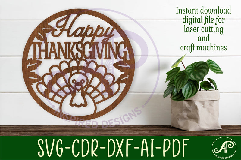 Happy thanksgiving wall sign svg laser cut design 2 SVG APInspireddesigns 