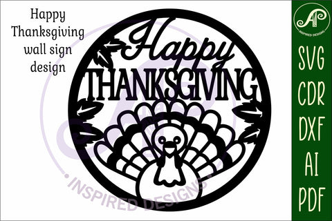 Happy thanksgiving wall sign svg laser cut design 2 SVG APInspireddesigns 