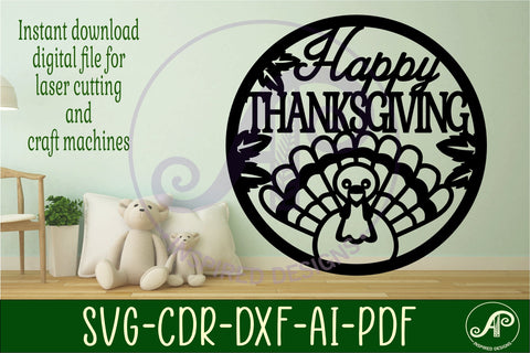 Happy thanksgiving wall sign svg laser cut design 2 SVG APInspireddesigns 