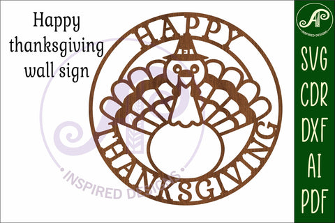 Happy thanksgiving wall sign svg laser cut file SVG APInspireddesigns 
