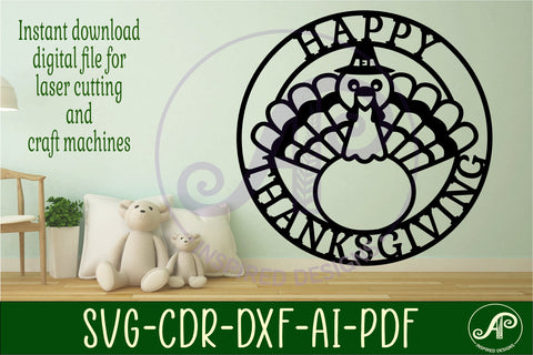Happy thanksgiving wall sign svg laser cut file SVG APInspireddesigns 
