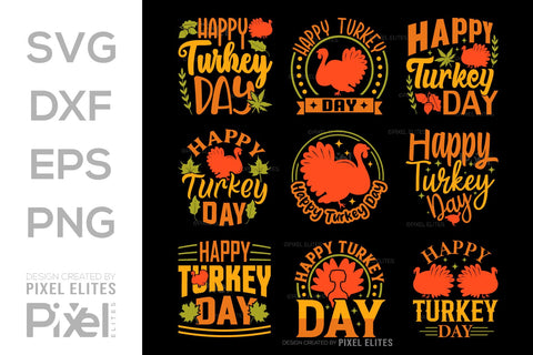 Happy Turkey Day SVG Funny Turkey Gobble Vector Design Bundle Thanksgiving Quote PET 00911 SVG ETC Craft 
