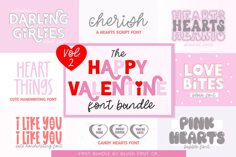 Happy Valentine Font Bundle Vol. 2 Font Blush Font Co. 