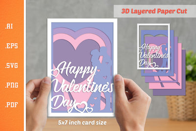 Happy Valentines Day - 3D Layered Paper Cut SVG SVG Slim Studio 