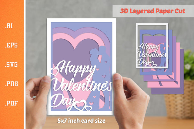 Happy Valentines Day - 3D Layered Paper Cut SVG SVG Slim Studio 