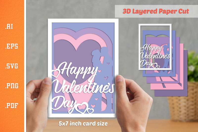 Happy Valentines Day - 3D Layered Paper Cut SVG SVG Slim Studio 