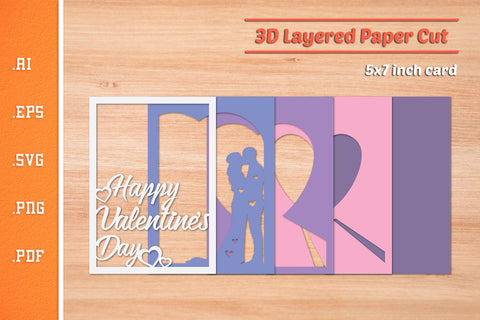Happy Valentines Day - 3D Layered Paper Cut SVG SVG Slim Studio 