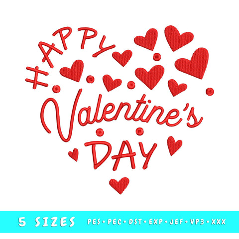Happy Valentine’s Day Embroidery Design Embroidery/Applique DESIGNS HappyDesignStudio 