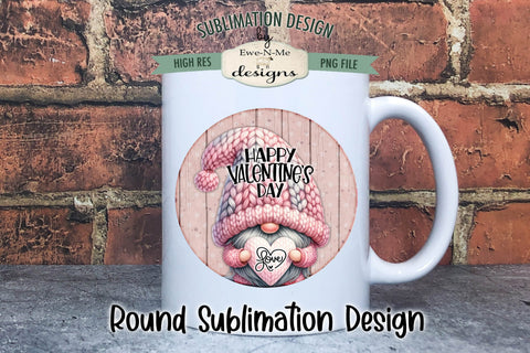 Happy Valentines Day Gnome Round Sublimation Design Sublimation Ewe-N-Me Designs 