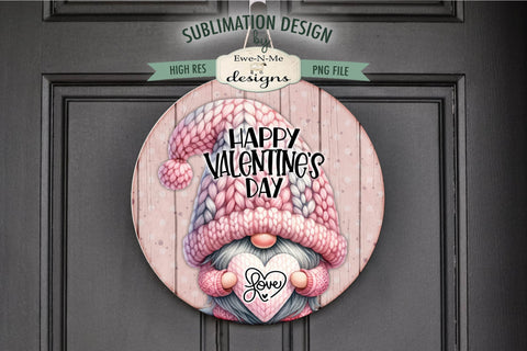 Happy Valentines Day Gnome Round Sublimation Design Sublimation Ewe-N-Me Designs 