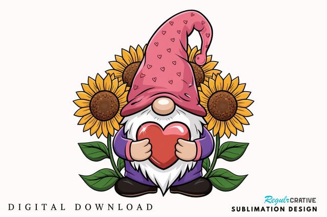 Happy Valentine's Day Gnome Sublimation Design Sublimation Regulrcrative 