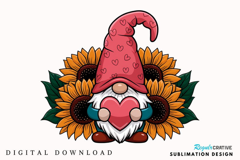 Happy Valentine's Day Gnome Sublimation Design SVG Regulrcrative 