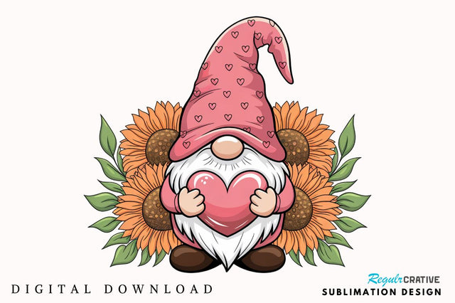 Happy Valentine's Day Gnome Sublimation Design SVG Regulrcrative 