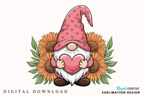 Happy Valentine's Day Gnome Sublimation Design SVG Regulrcrative 