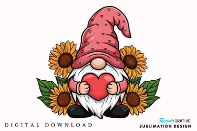 Happy Valentine's Day Gnome Sublimation Design SVG Regulrcrative 