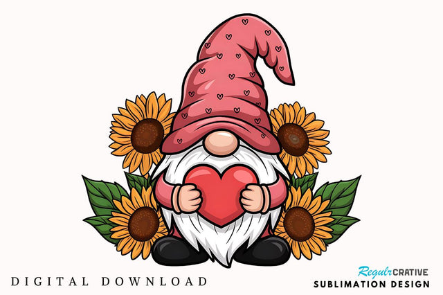 Happy Valentine's Day Gnome Sublimation Design SVG Regulrcrative 