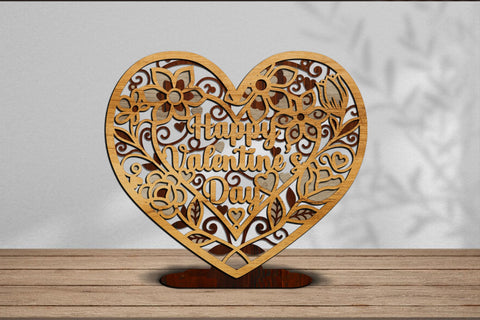 Happy Valentine's Day Heart Shaped Decoration SVG LaserCutano 
