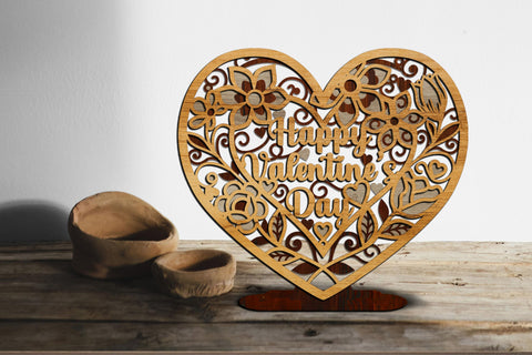 Happy Valentine's Day Heart Shaped Decoration SVG LaserCutano 