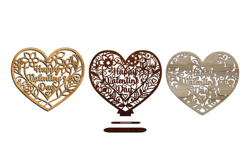 Happy Valentine's Day Heart Shaped Decoration SVG LaserCutano 
