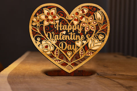 Happy Valentine's Day Heart Shaped Decoration SVG LaserCutano 