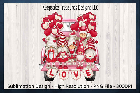 Happy Valentine's Day, Love Gnome Truck PNG, Sublimation Valentines Mug Design, Valentine Home Decor PNG, Digital Download, Valentine Cards Sublimation Keepsake Treasures Designs LLC. 