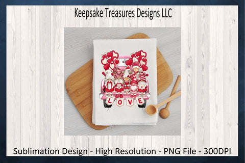 Happy Valentine's Day, Love Gnome Truck PNG, Sublimation Valentines Mug Design, Valentine Home Decor PNG, Digital Download, Valentine Cards Sublimation Keepsake Treasures Designs LLC. 