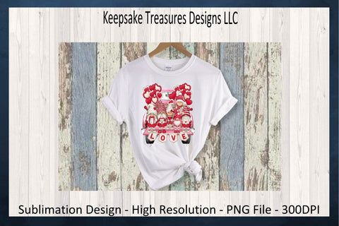 Happy Valentine's Day, Love Gnome Truck PNG, Sublimation Valentines Mug Design, Valentine Home Decor PNG, Digital Download, Valentine Cards Sublimation Keepsake Treasures Designs LLC. 