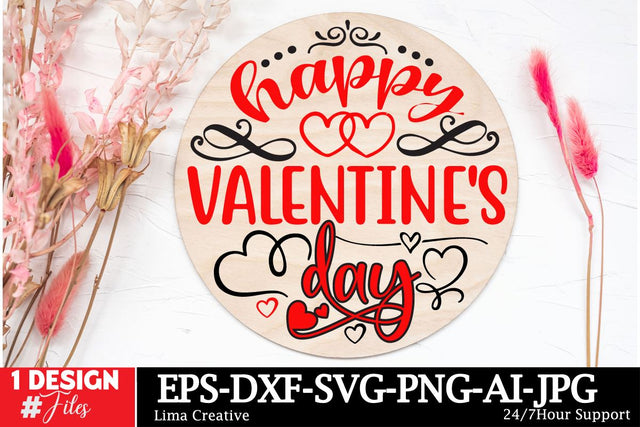 Happy Valentines Day Round Sign SVG ,Happy Valentine's Day, Valentine's Day Round Sign SVG Cut File, Valentine's Day Sublimation, Valentine's Day Silhoutee,Valentine's Day SVG Bundle SVG Insomnia Std 