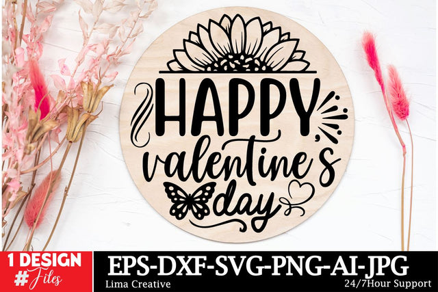 Happy Valentines Day Round Sign SVG ,Happy Valentine's Day, Valentine's Day Round Sign SVG Cut File, Valentine's Day Sublimation, Valentine's Day Silhoutee,Valentine's Day SVG Bundle SVG Insomnia Std 