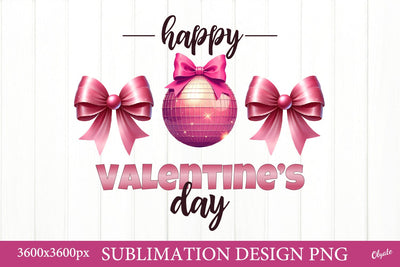 Happy Valentine’s Day Sublimation. Disco Ball with Bow PNG Sublimation Olga Terlyanskaya 