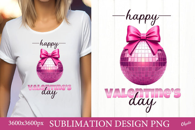 Happy Valentine’s Day Sublimation. Pink Disco Ball PNG Sublimation Olga Terlyanskaya 