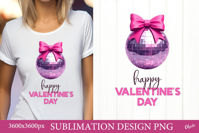 Happy Valentine’s Day Sublimation. Pink Disco Ball Sublimation Olga Terlyanskaya 