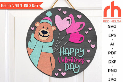 Happy Valentine’s Day SVG, Bear with Balloons Cut File SVG RedHelgaArt 