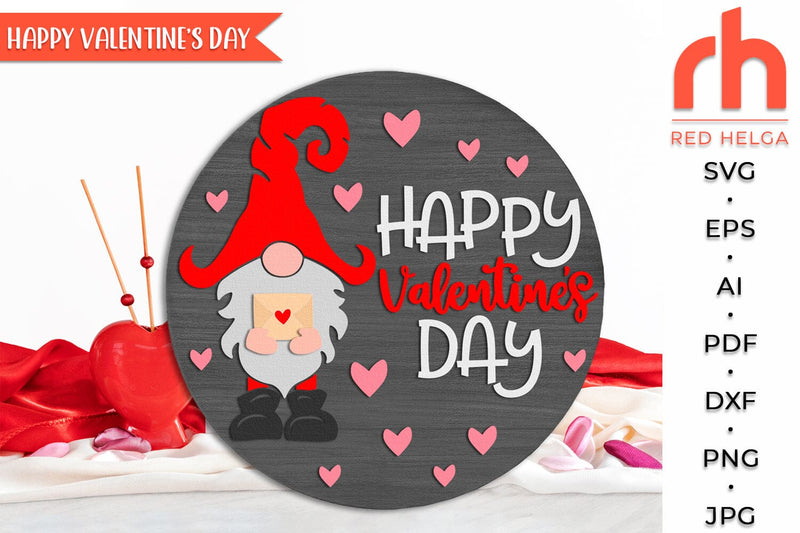 Happy Valentine’s Day SVG, February Layered Door Sign DXF SVG RedHelgaArt 