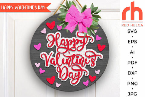 Happy Valentines Day SVG, Layered Door Sign Cut File SVG RedHelgaArt 
